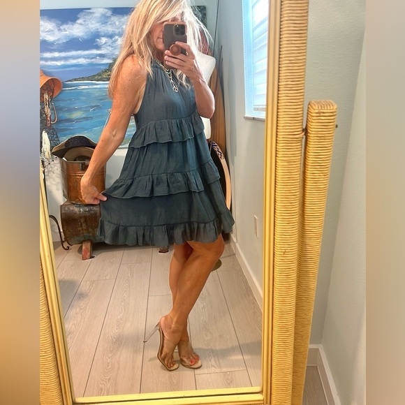 Listicle®, Ladies' Halter Cafe Dress,Tiered Softly Ruffled,Tie-Neck,Lined,Size S - Picture 6 of 15